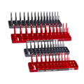 Hansen Metric and Fractional 3 Row Socket Tray Set for 1/4" and 3/8" Drive Sockets, Red and Gray, 4 Pieces 92003